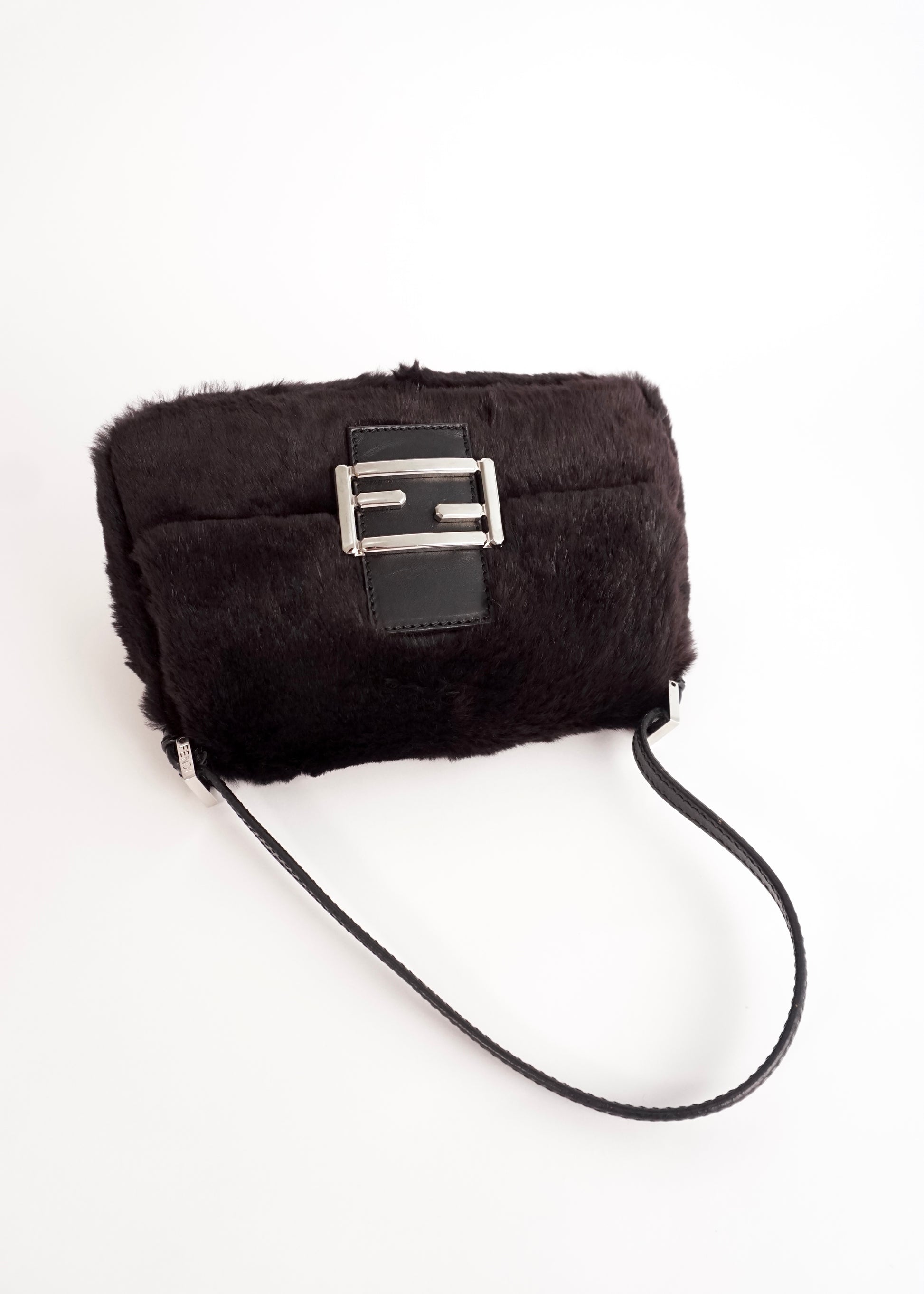 Pre-Owned Fendi Baguette Pony Hair Leather Shoulder Bag Black - Classic Charmers