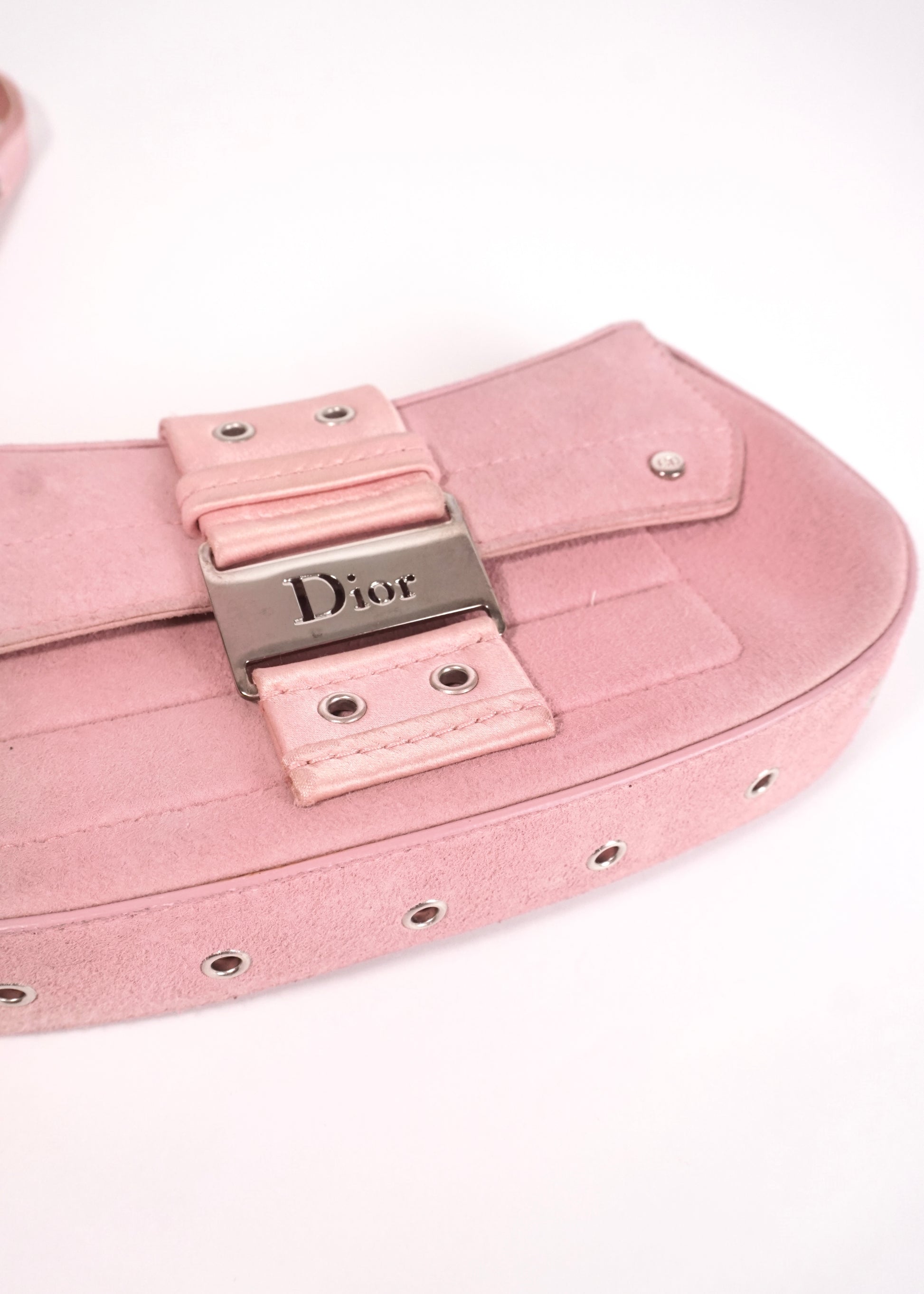 Pre-Owned Christian Dior Street Chic Pochette Pink Suede with Silver Hardware - Classic Charmers