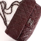 Pre-Owned Chanel Classic Flap Bag Quilted Crinkled Patent Leather Burgundy - Classic Charmers