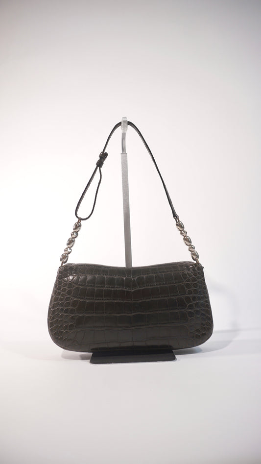 Pre-Owned Christian Dior Dark Green Malice Crocodile Shoulder Bag