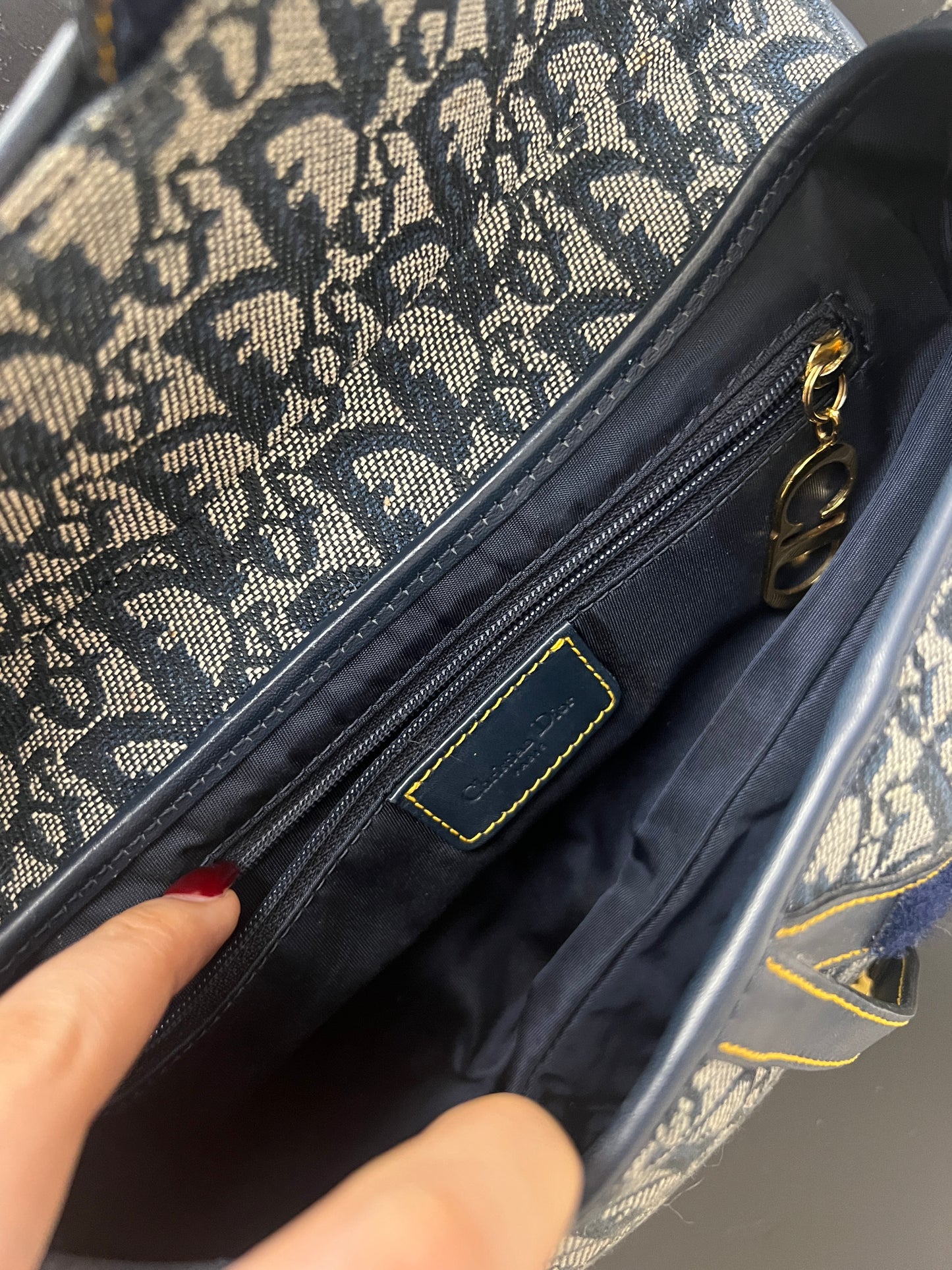 Christian Dior Vintage dark blue navy saddle Bag