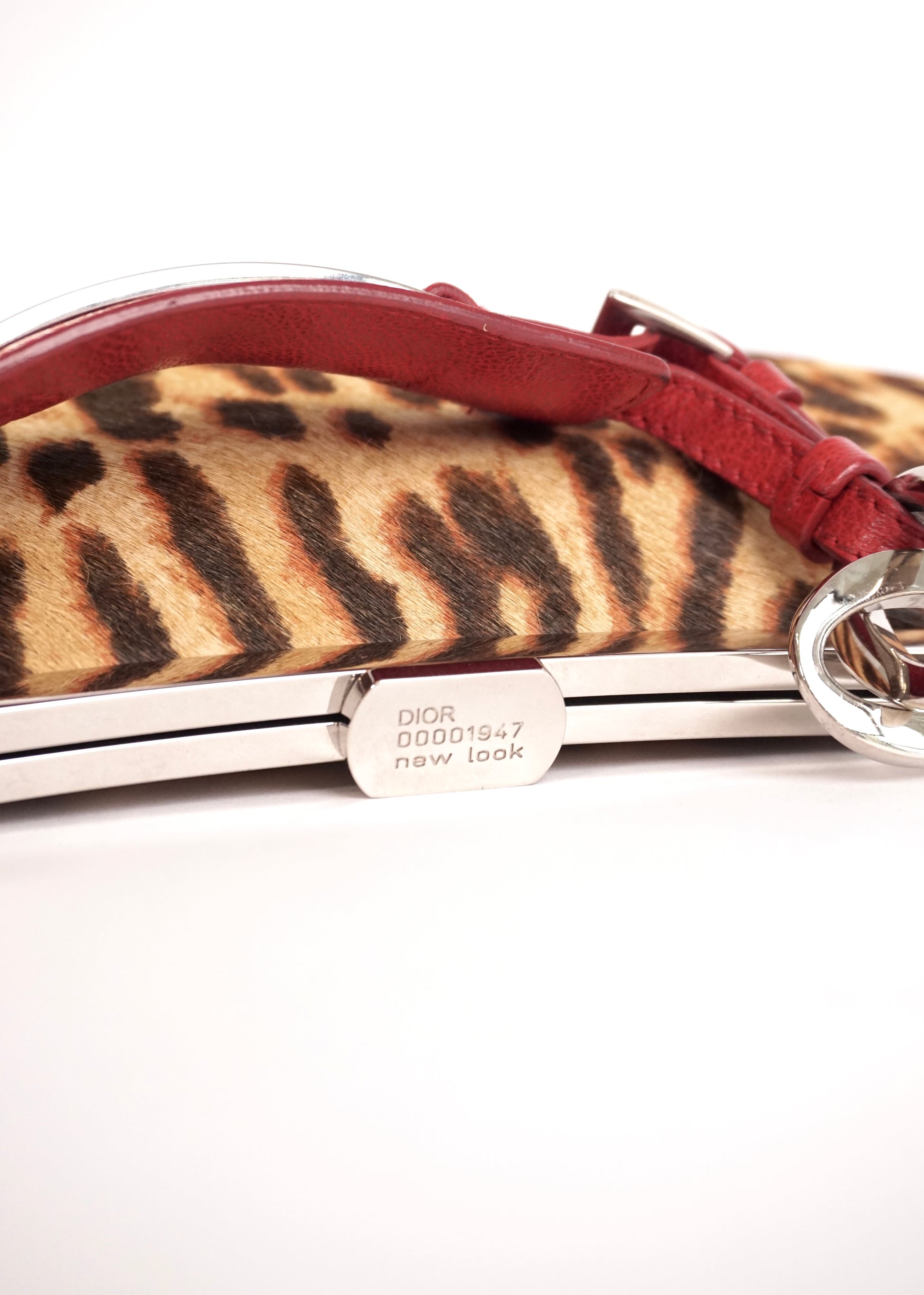 Pre-Owned Dior Leopard Pony Hair Red Leather Shoulder Bag with Ring Hardware - Classic Charmers