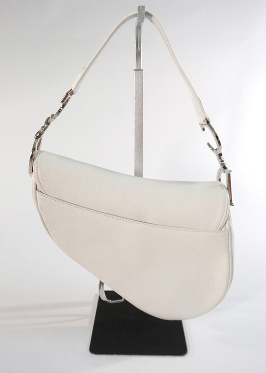 Pre-Owned Christian Dior Vintage White Floral Saddle Bag