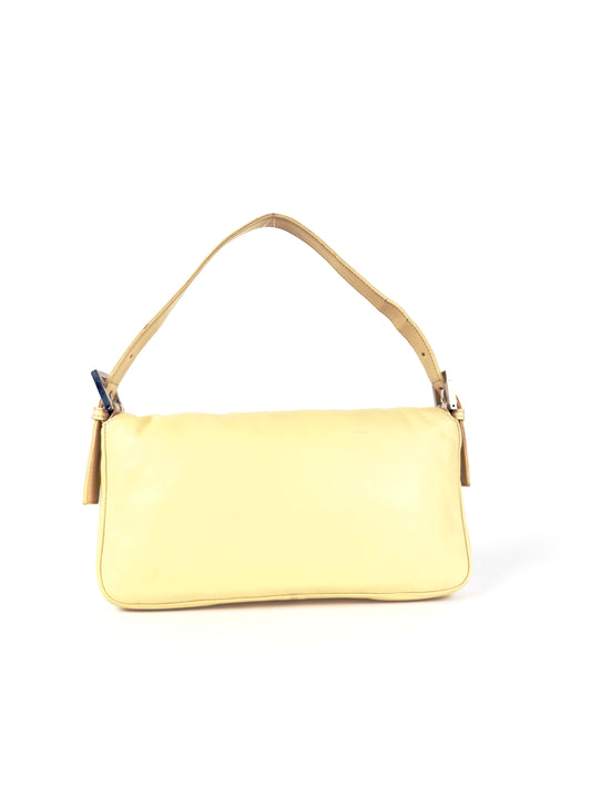 Pre-Owned Fendi Baguette Shoulder Bag – Cream Lambskin with Pink FF Buckle