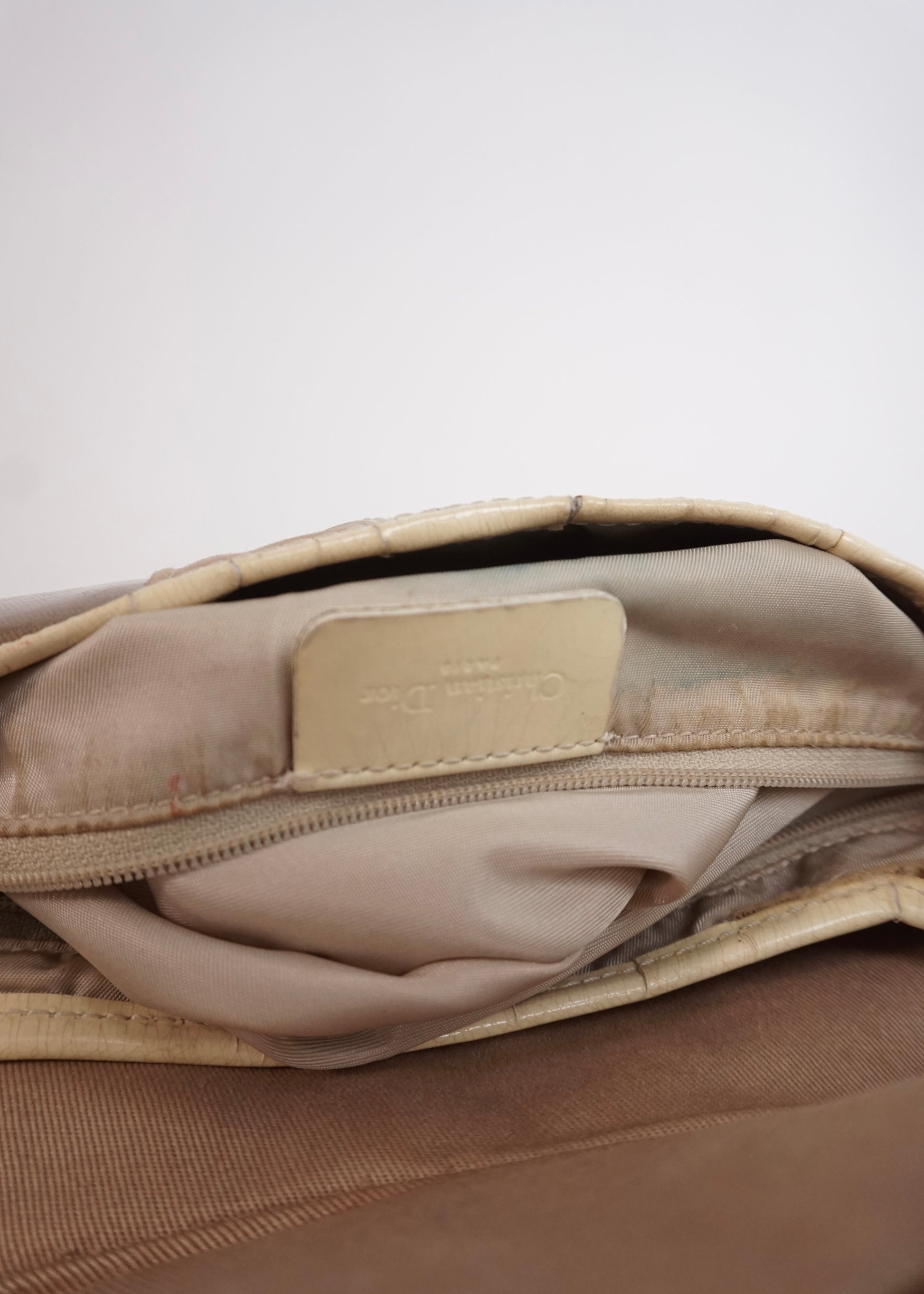 Pre-Owned Christian Dior Saddle Bag Canvas with Leather Trim Beige - Classic Charmers