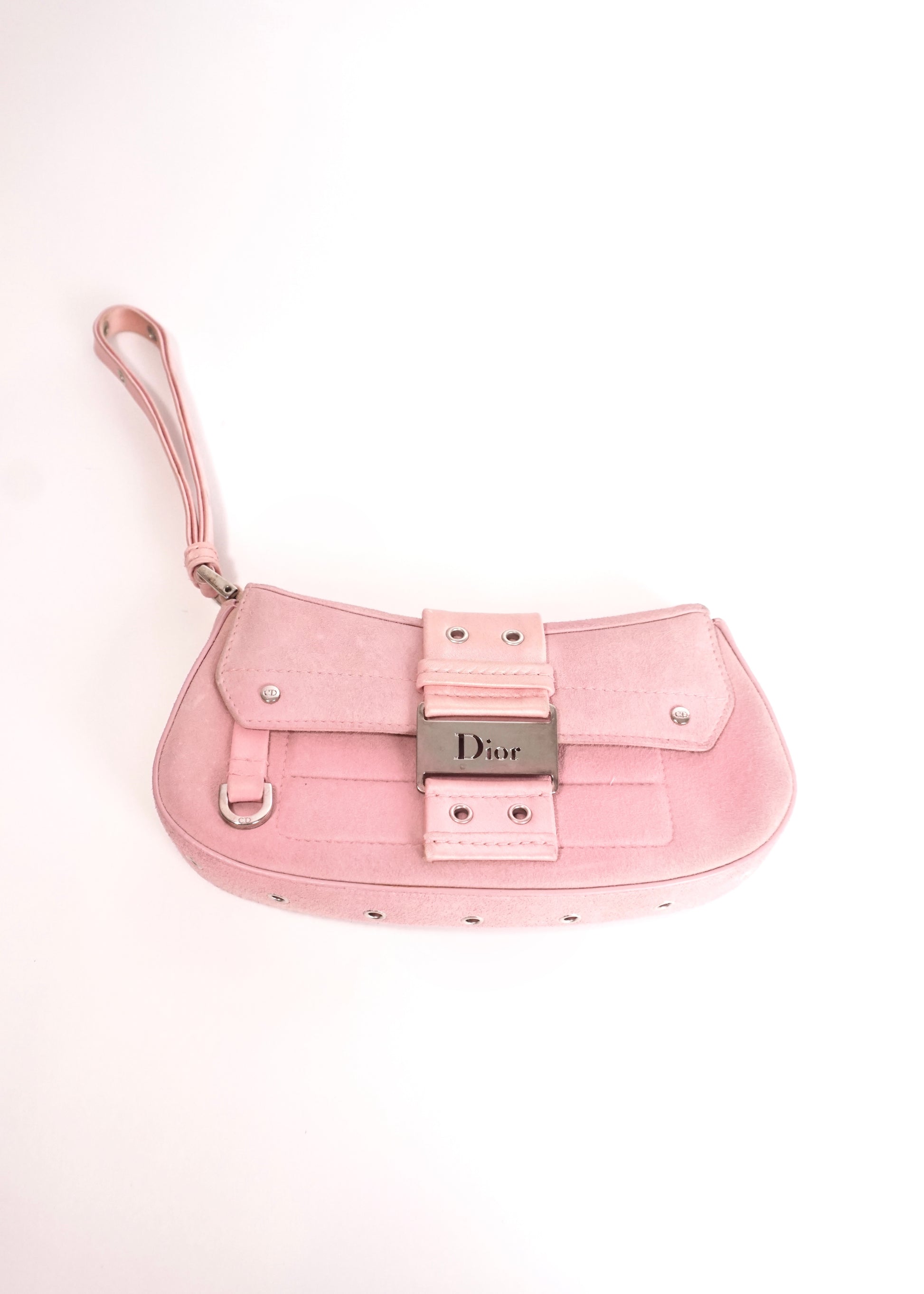 Pre-Owned Christian Dior Street Chic Pochette Pink Suede with Silver Hardware - Classic Charmers