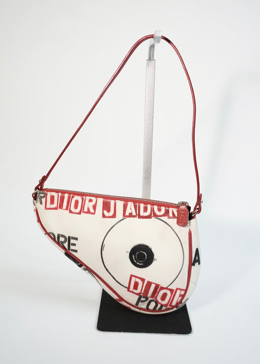Christian Dior John Galliano Hardcore Mini Red Canvas Saddle