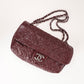Pre-Owned Chanel Classic Flap Bag Quilted Crinkled Patent Leather Burgundy - Classic Charmers