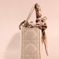 Christian Dior small  Lady D-Joy Bag white Lambskin W/ scarf