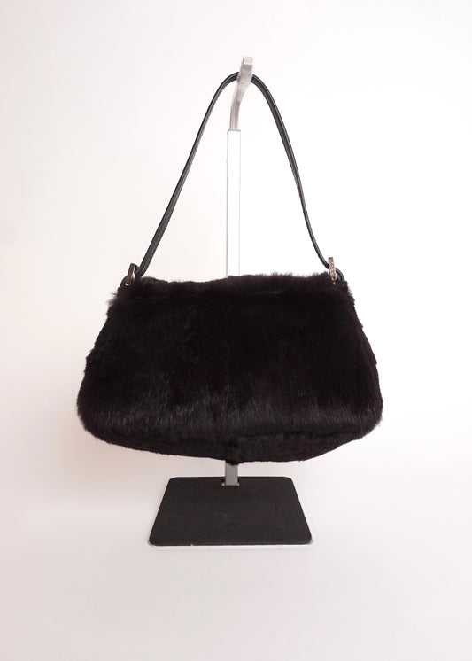 Pre-Owned Fendi Baguette Pony Hair Leather Shoulder Bag Black - Classic Charmers