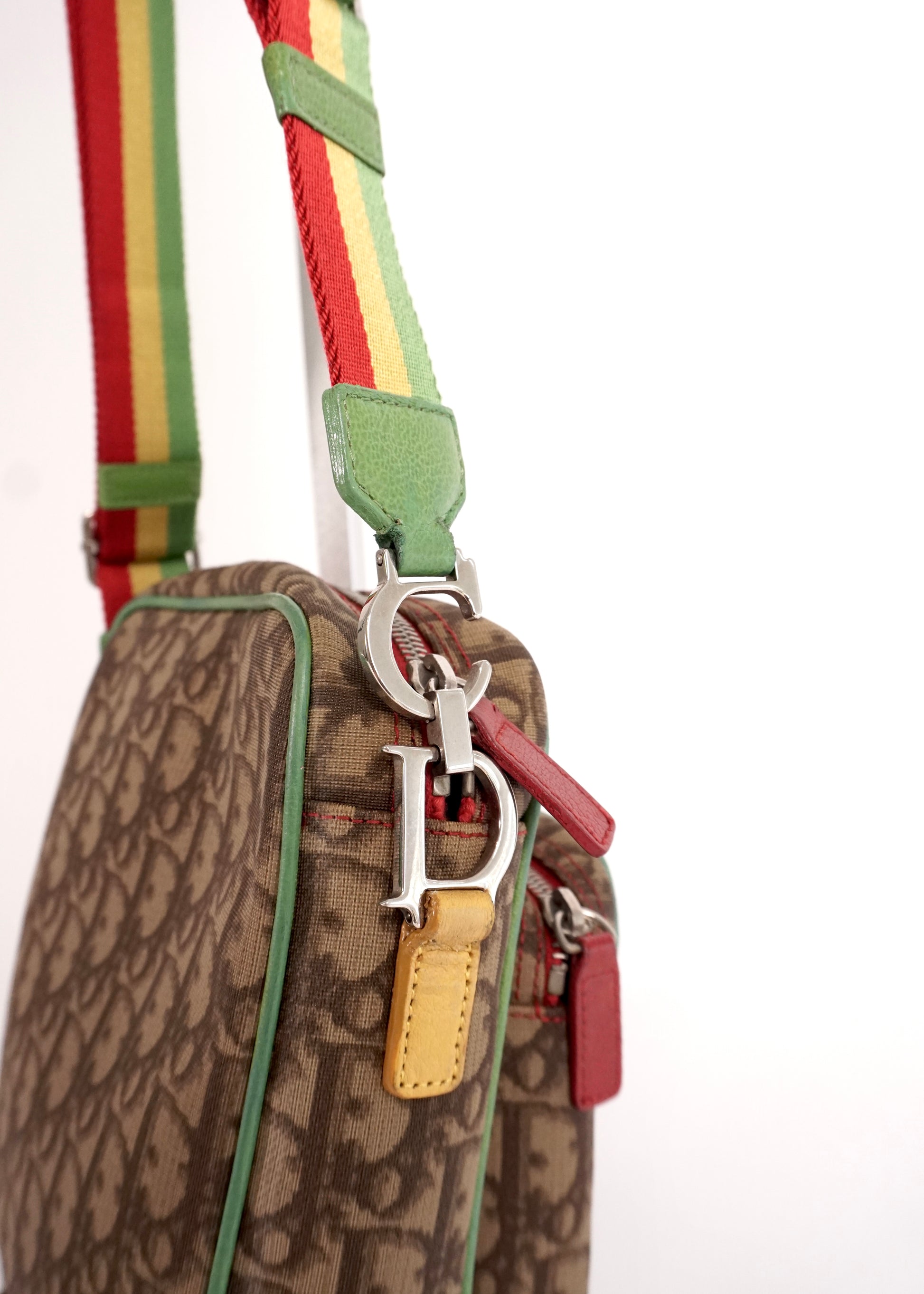 Pre-Owned Christian Dior Rasta Oblique Canvas Crossbody Bag Brown/Green/Red/Yellow - Classic Charmers