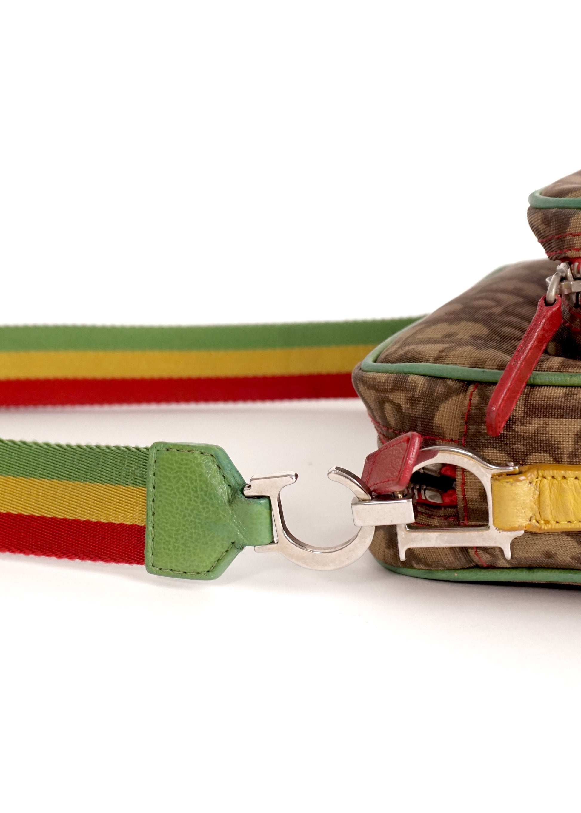 Pre-Owned Christian Dior Rasta Oblique Canvas Crossbody Bag Brown/Green/Red/Yellow - Classic Charmers