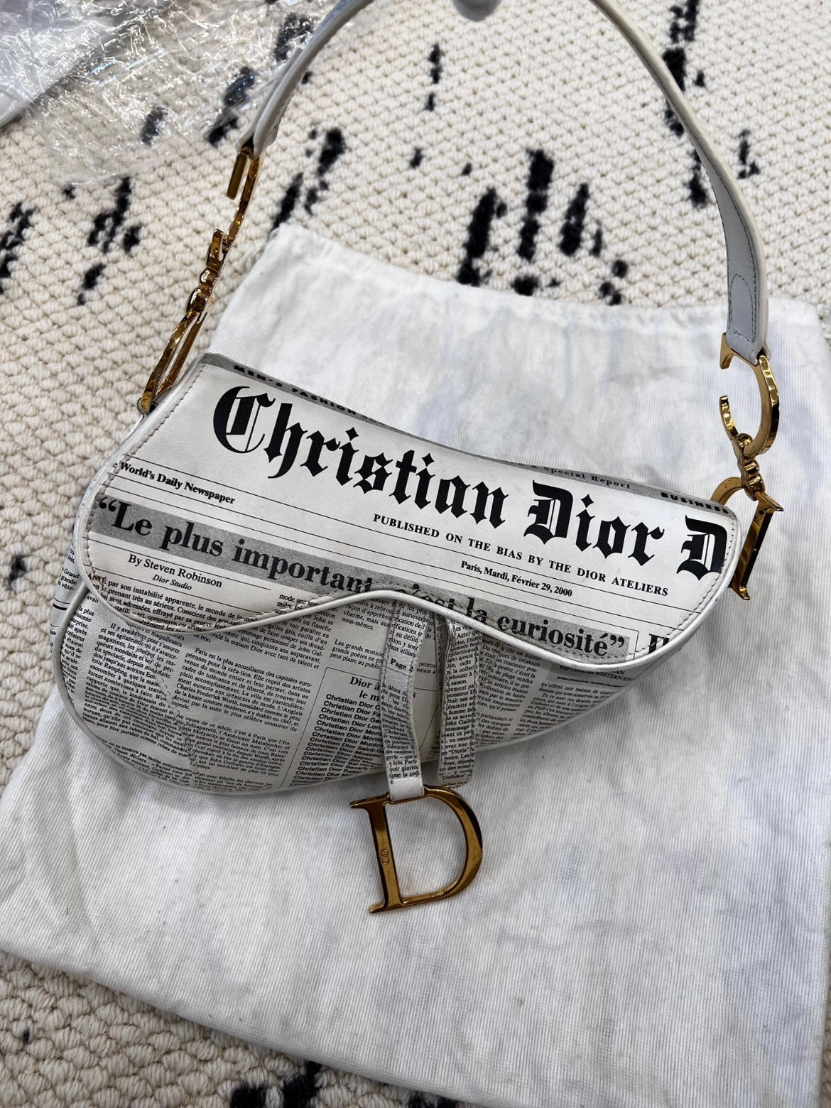 Dior limited edition rare Newspaper vintage small Saddle bag