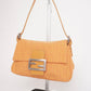 Pre-Owned Fendi Baguette Zucca Canvas Shoulder Bag Orange with Silver Hardware - Classic Charmers