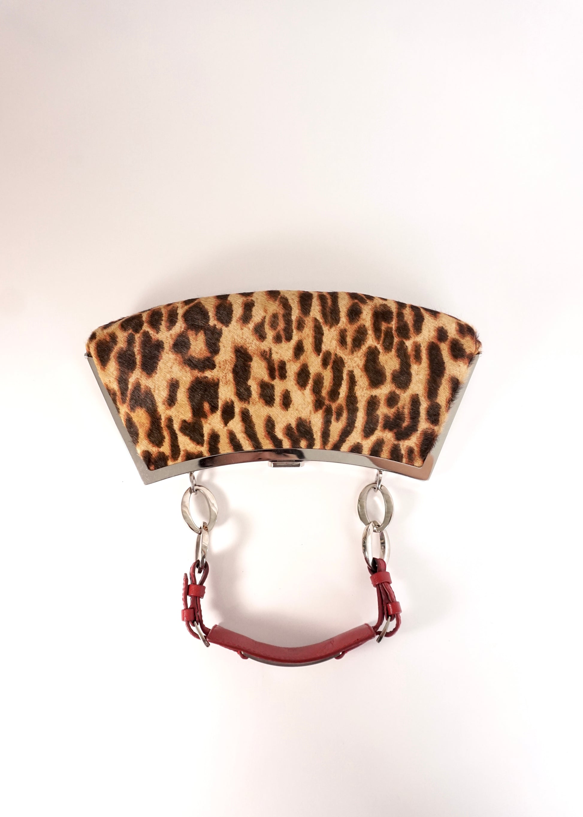 Pre-Owned Dior Leopard Pony Hair Red Leather Shoulder Bag with Ring Hardware - Classic Charmers