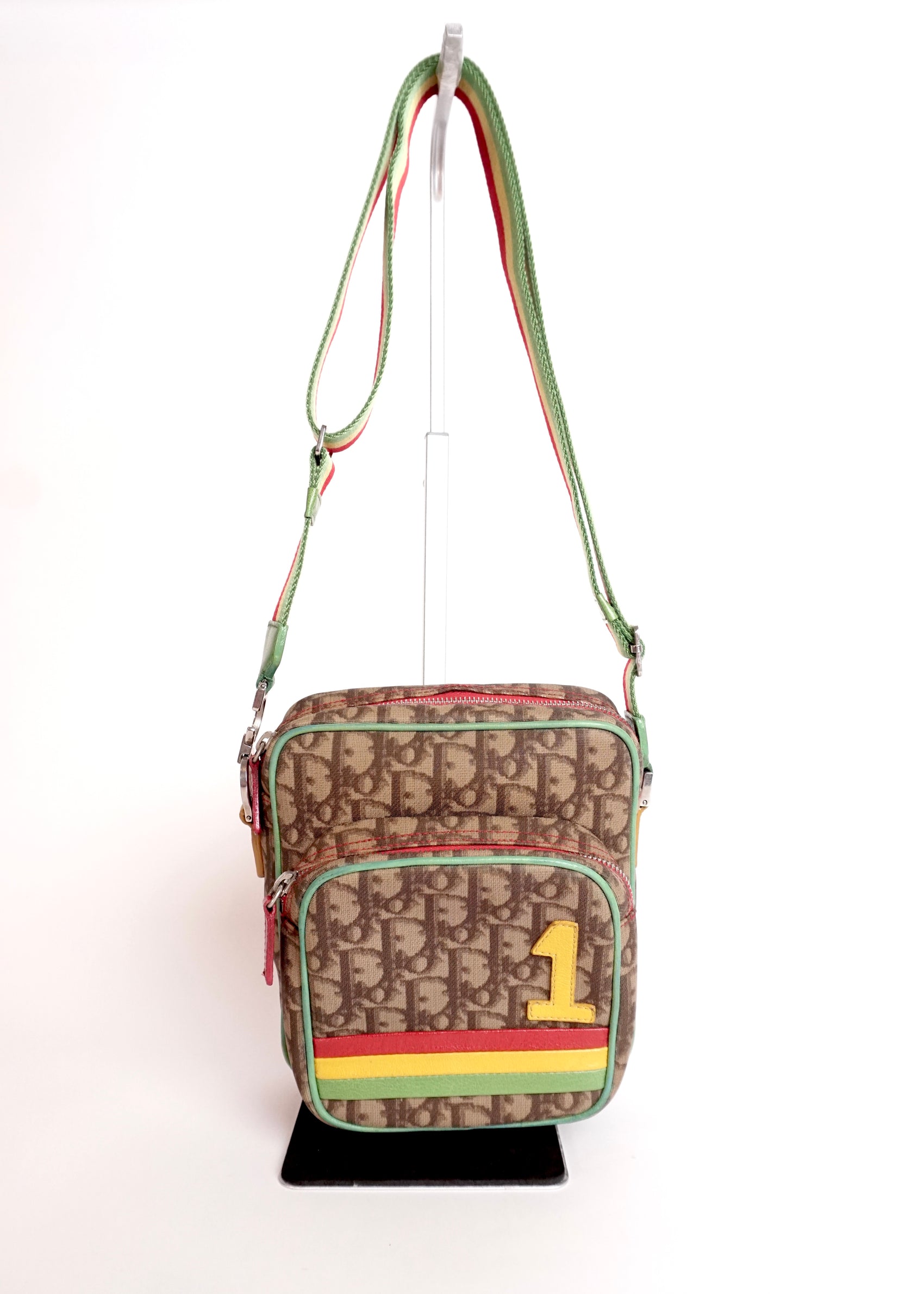 Pre-Owned Christian Dior Rasta Oblique Canvas Crossbody Bag Brown/Green/Red/Yellow - Classic Charmers