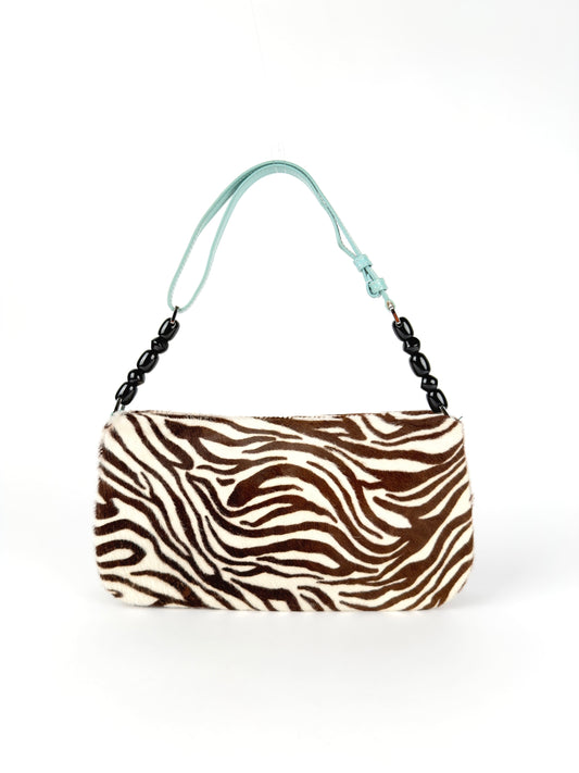 Christian Dior Malice Pearl zebra print pony hair shoulder bag