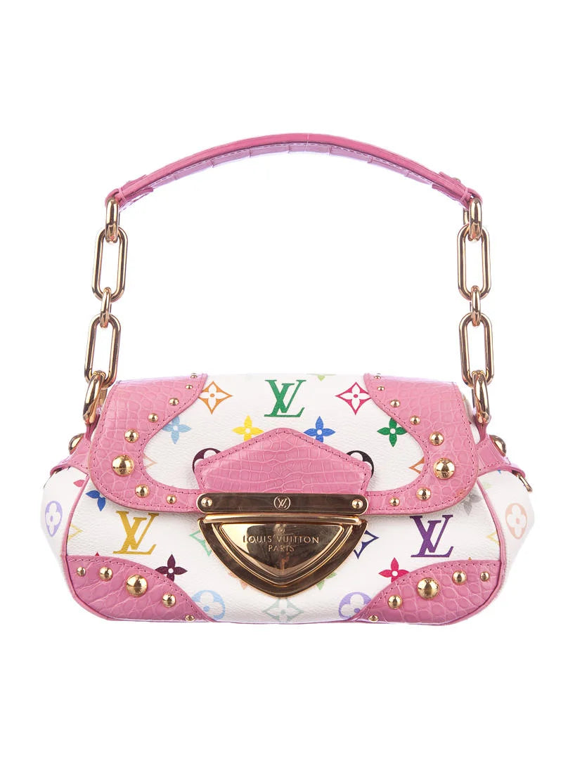 LOUIS VUITTON Limited Edition baby pink Alligator White Monogram Multicolore Marilyn Bag