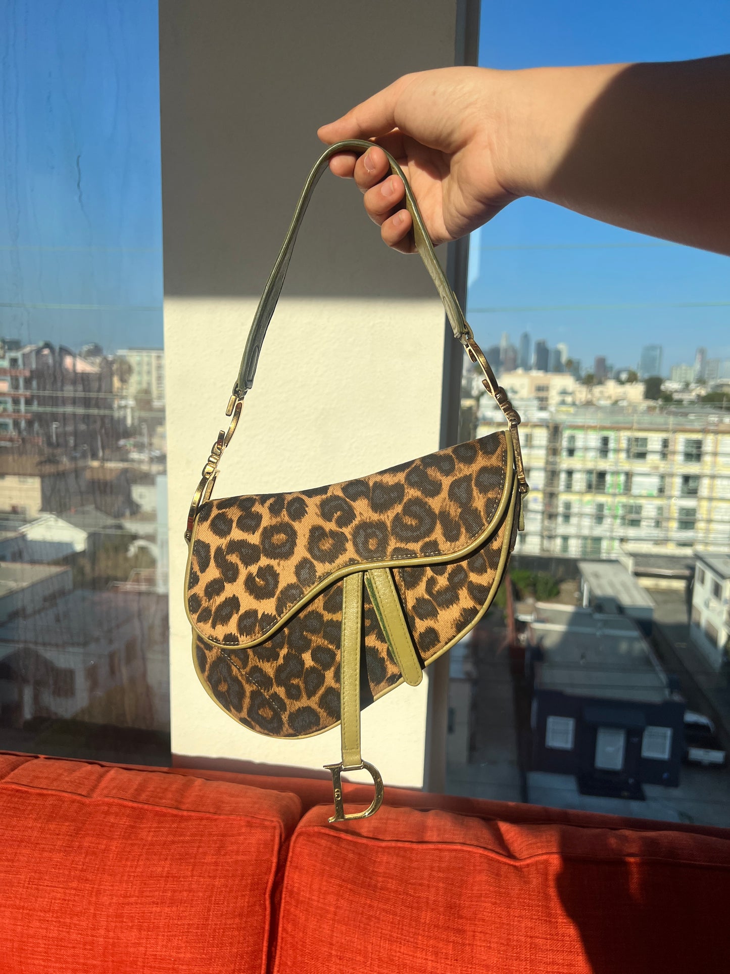 Dior Vintage Leopard Printed Mini Saddle Bag