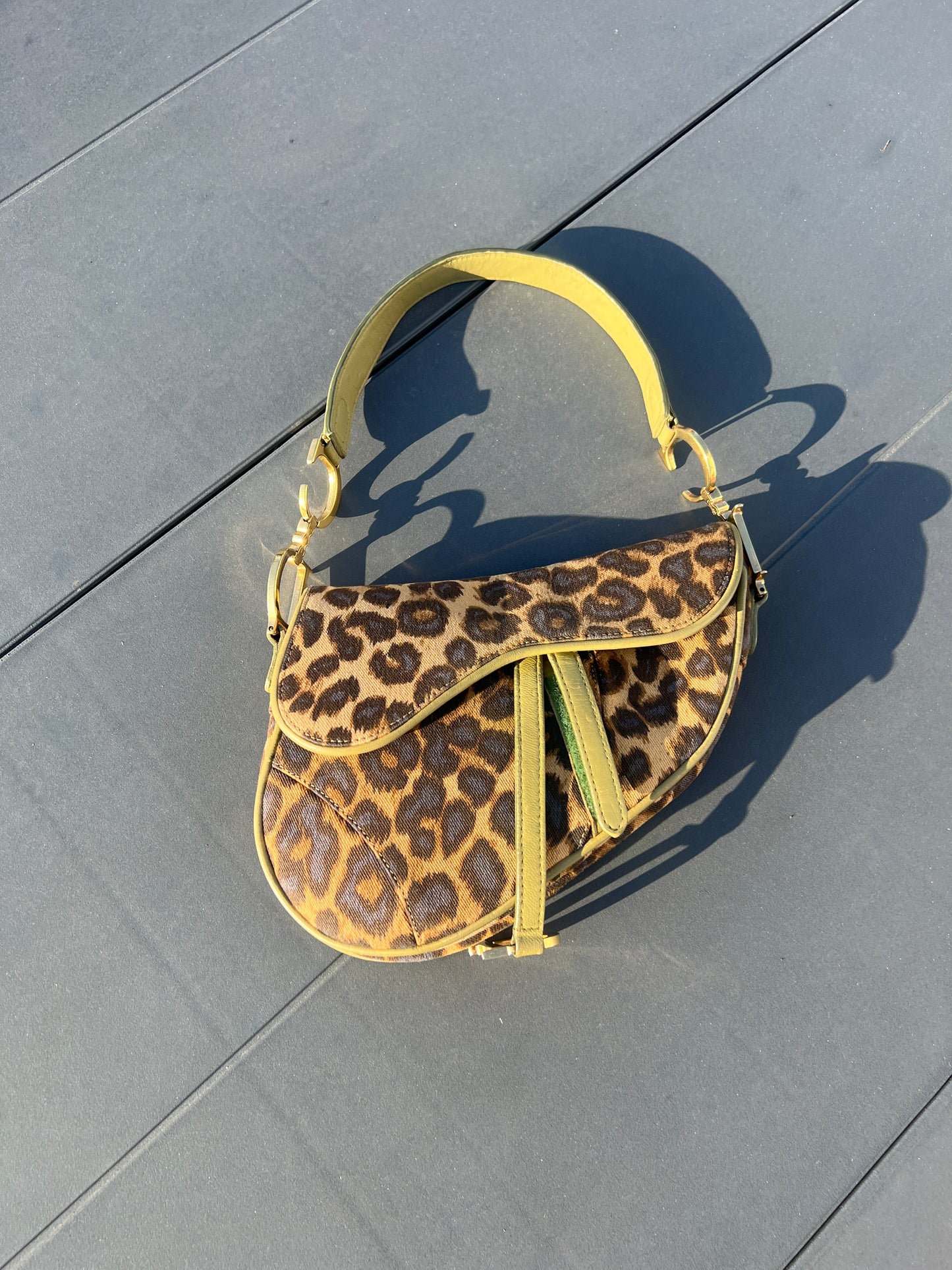 Dior Vintage Leopard Printed Mini Saddle Bag