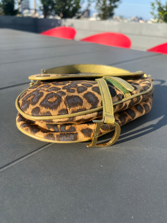 Dior Vintage Leopard Printed Mini Saddle Bag