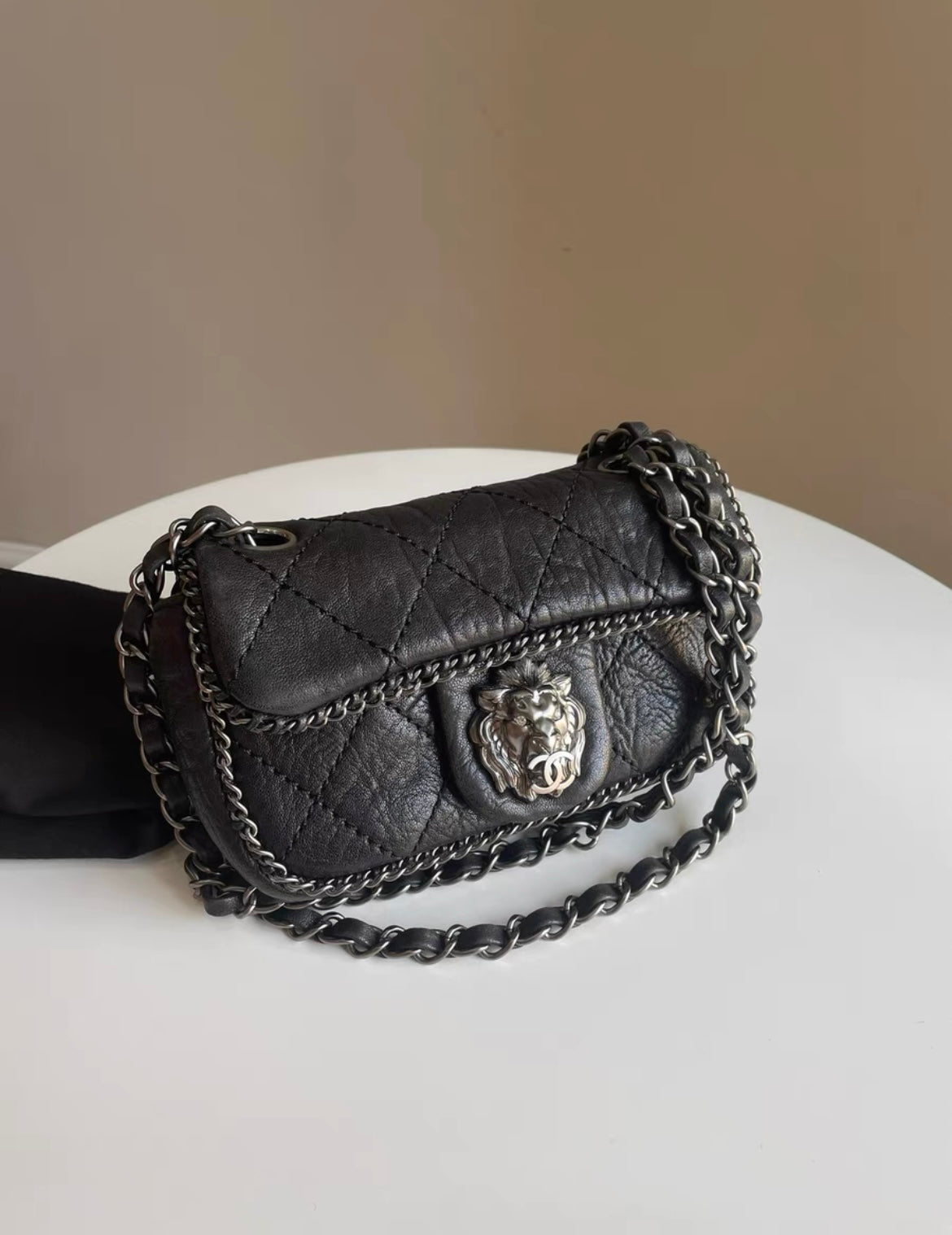 Pre-Owned Chanel Mini Vintage Classic Flap Lion head logo