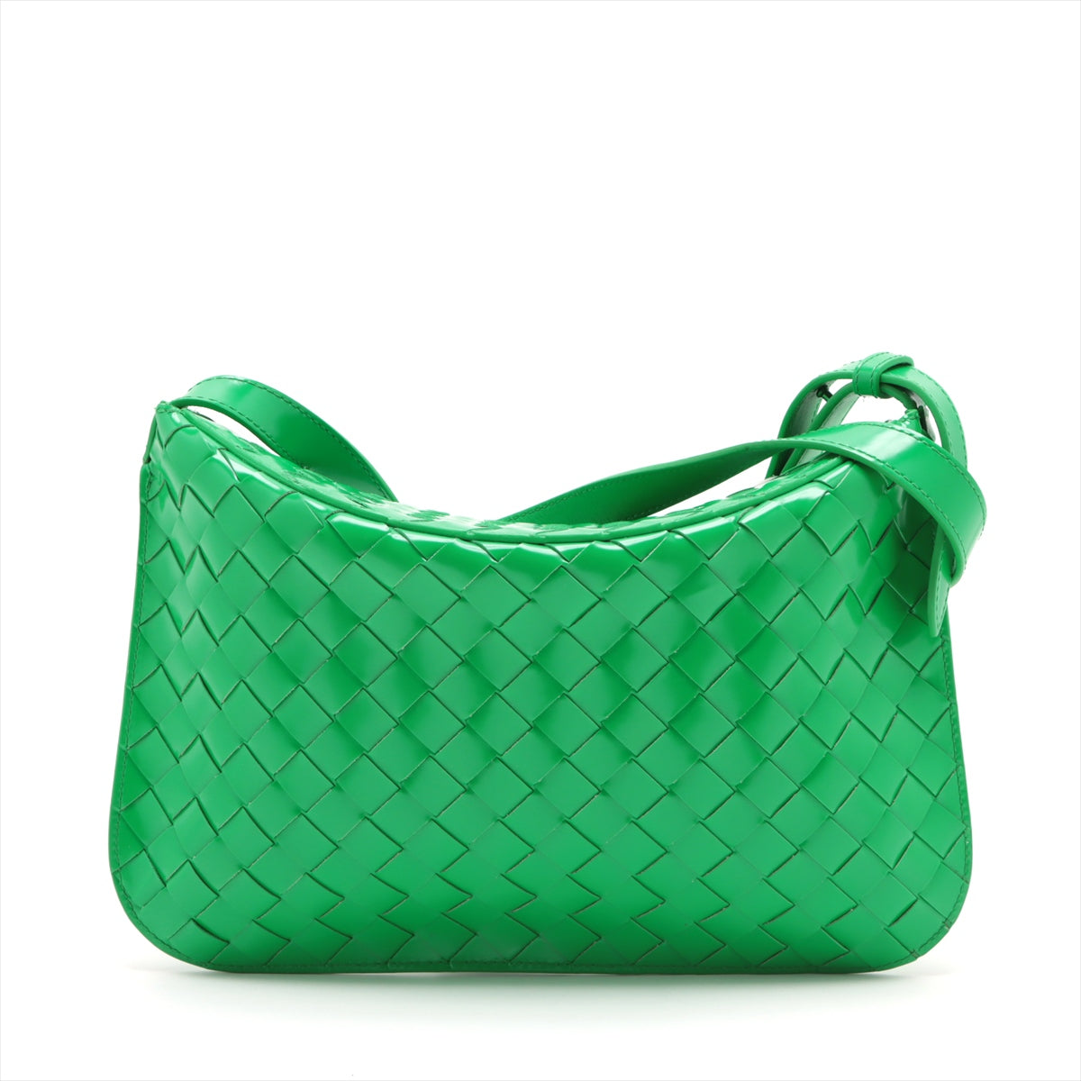 Pre-Owned Bottega Veneta Intrecciato Patent Leather Shoulder bag Green