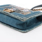 Pre-Owned Chanel Boy Chanel Denim Chain shoulder bag Patchwork Blue Gold Metal