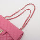 Pre-Owned Chanel Matelasse Caviarskin Double flap Double chain bag Pink Gold Metal Medium