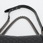 Pre-Owned Chanel BOY CHANEL 25 medium Lambskin Chain Shoulder Bag Black - Classic Charmers