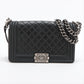 Pre-Owned Chanel BOY CHANEL 25 medium Lambskin Chain Shoulder Bag Black - Classic Charmers