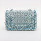 Pre-Owned Chanel Mini Matelasse 20 Tweed Single Flap Single Chain Bag Light Blue Silver Metal