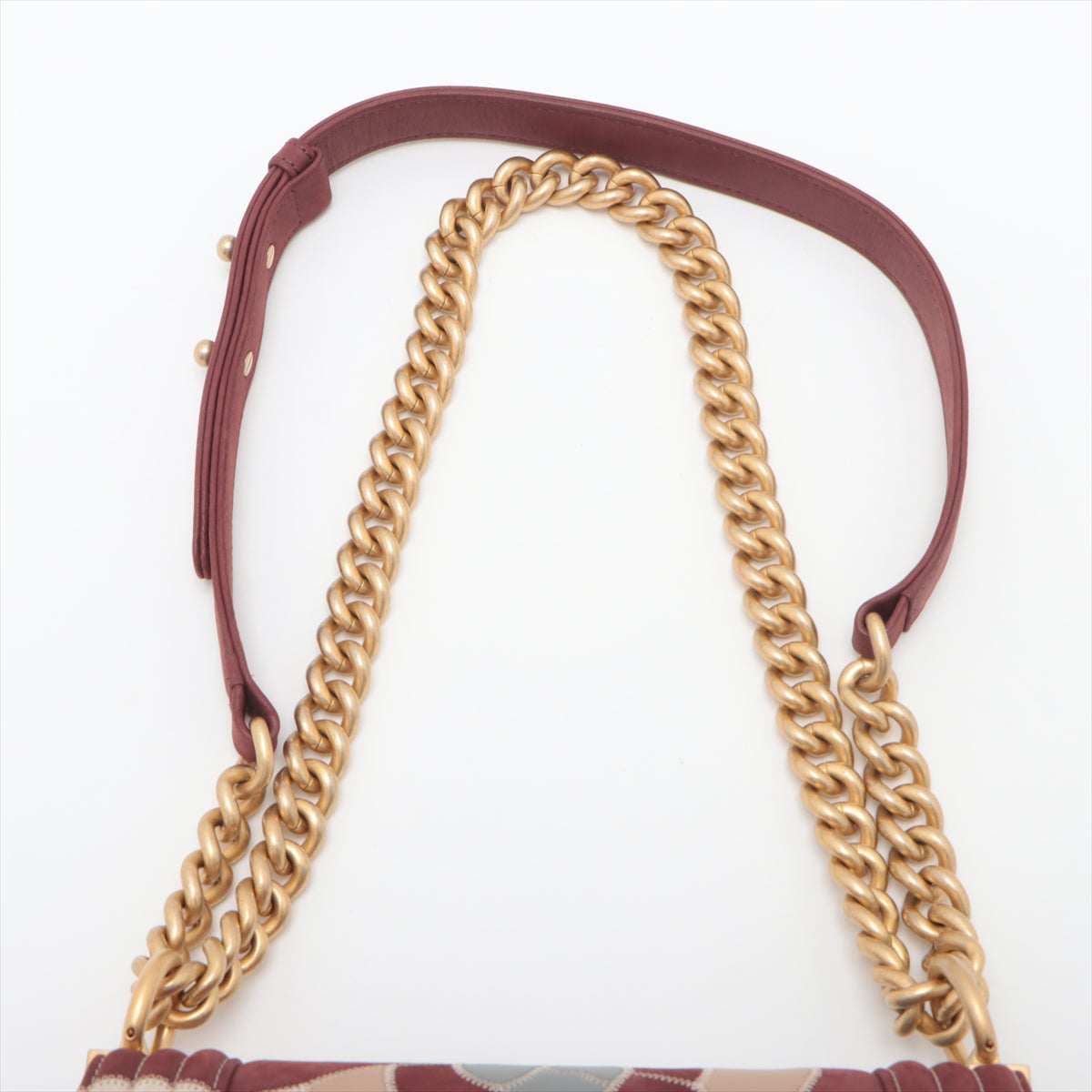 Pre-Owned Chanel Boy Chanel 20 Small Lambskin x coated leather Chain Shoulder Bag Camelia Multicolor matte gold hardware