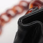 Pre-Owned Chanel Coco Mark Vintage Tortoiseshell Lambskin Chain Shoulder Bag Black Gold Metal