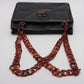 Pre-Owned Chanel Coco Mark Vintage Tortoiseshell Lambskin Chain Shoulder Bag Black Gold Metal