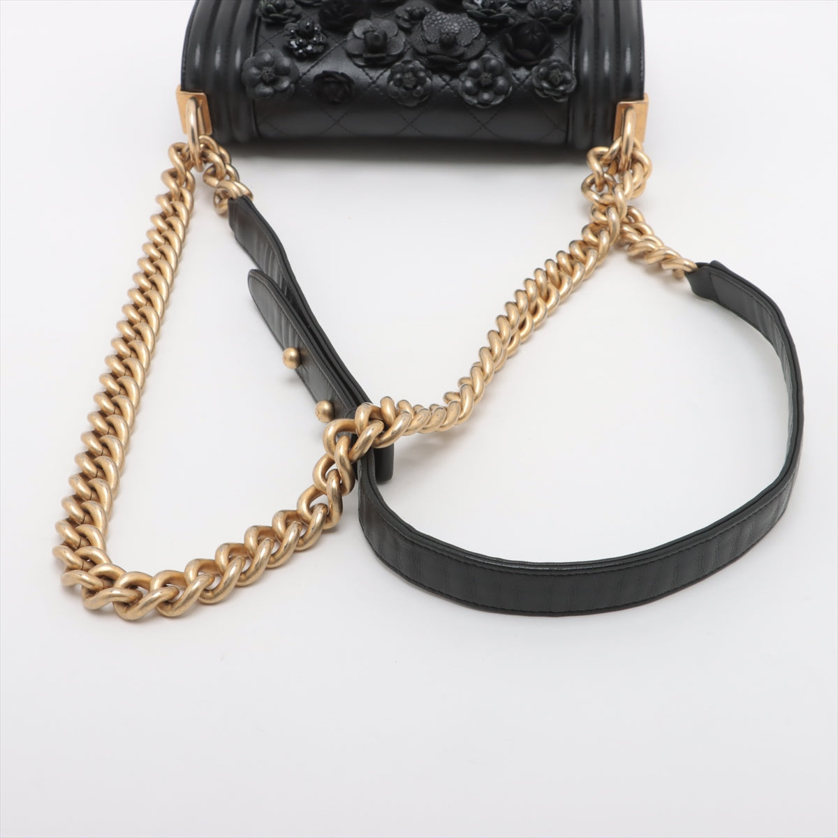 Chanel Boy Chanel 20 Small Lambskin Chain leboy  Shoulder Bag Camelia Black Gold Metal