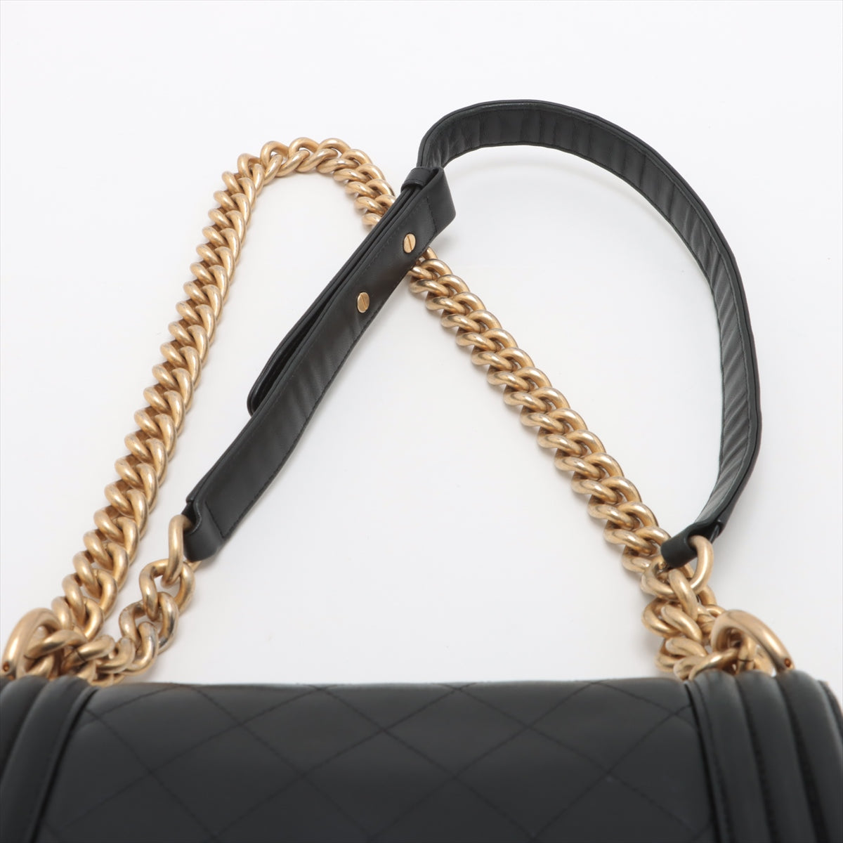 Chanel Boy Chanel 20 Small Lambskin Chain leboy  Shoulder Bag Camelia Black Gold Metal