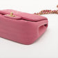 Pre-Owned Chanel V Stitch Lambskin Single Flap Single Chain Bag Pink Gold Metal