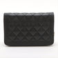 Pre-Owned Chanel Lambskin Chain wallet on chain Black Gold Metal