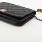 Pre-Owned Chanel Lambskin Chain wallet on chain Black Gold Metal