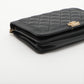 Pre-Owned Chanel Lambskin Chain wallet on chain Black Gold Metal