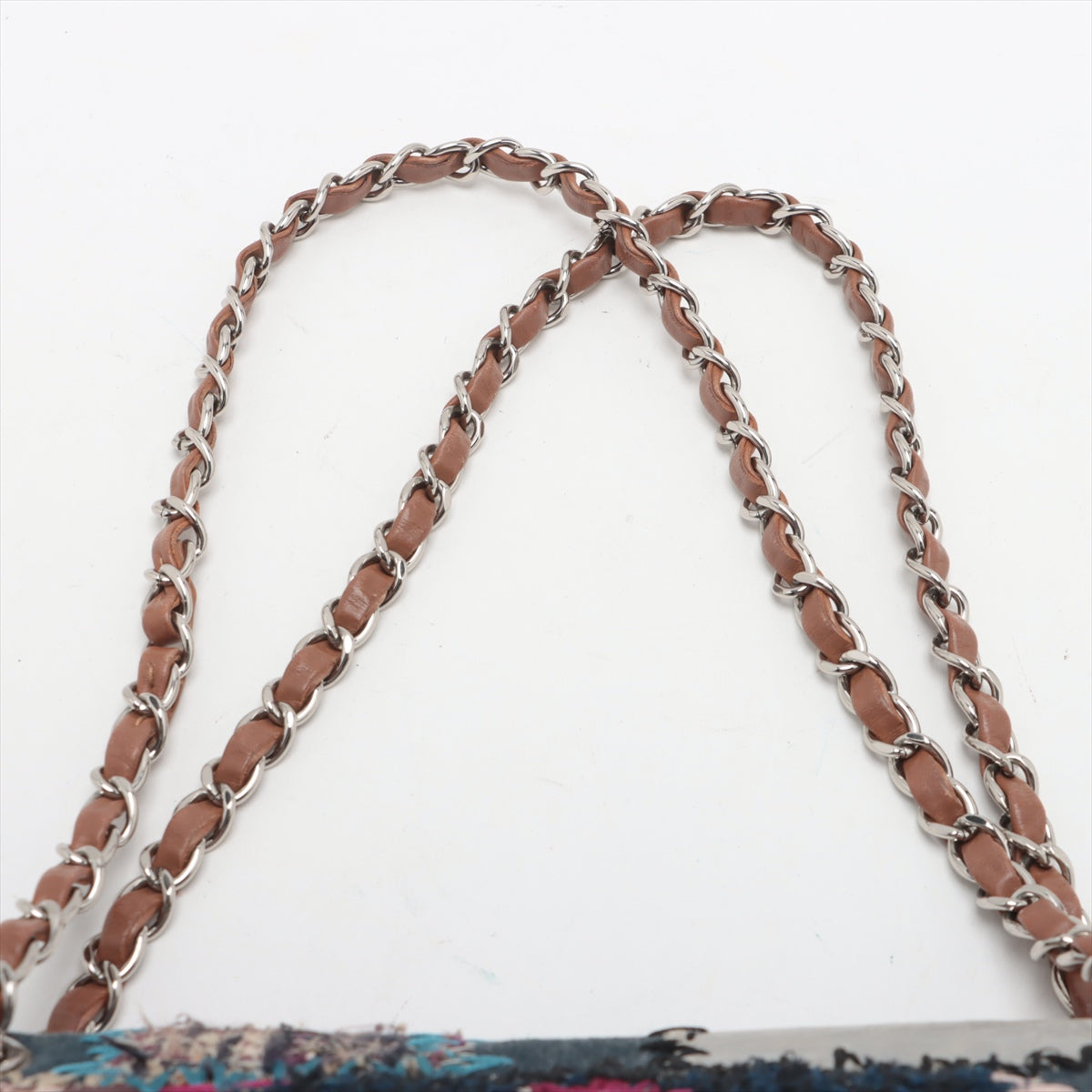 Pre-Owned Chanel  25 Denim × Patent Coco Mark Patchwork Small  Single Flap Double Chain Bag Blue Silver Metal - Classic Charmers
