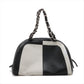 Pre-Owned Chanel Coco Mark Leather Chain handbag Bicolor Black × White Silver Metal