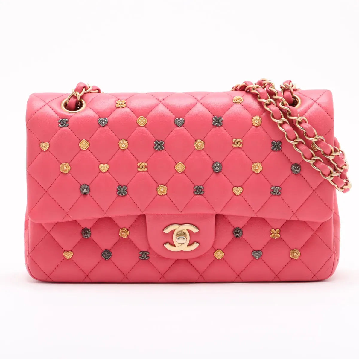 Chanel Classic Flap 25CM  Pink Quilted Lambskin with Charms