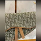 Pre-Owned Christian Dior vintage canvas green saddle bag