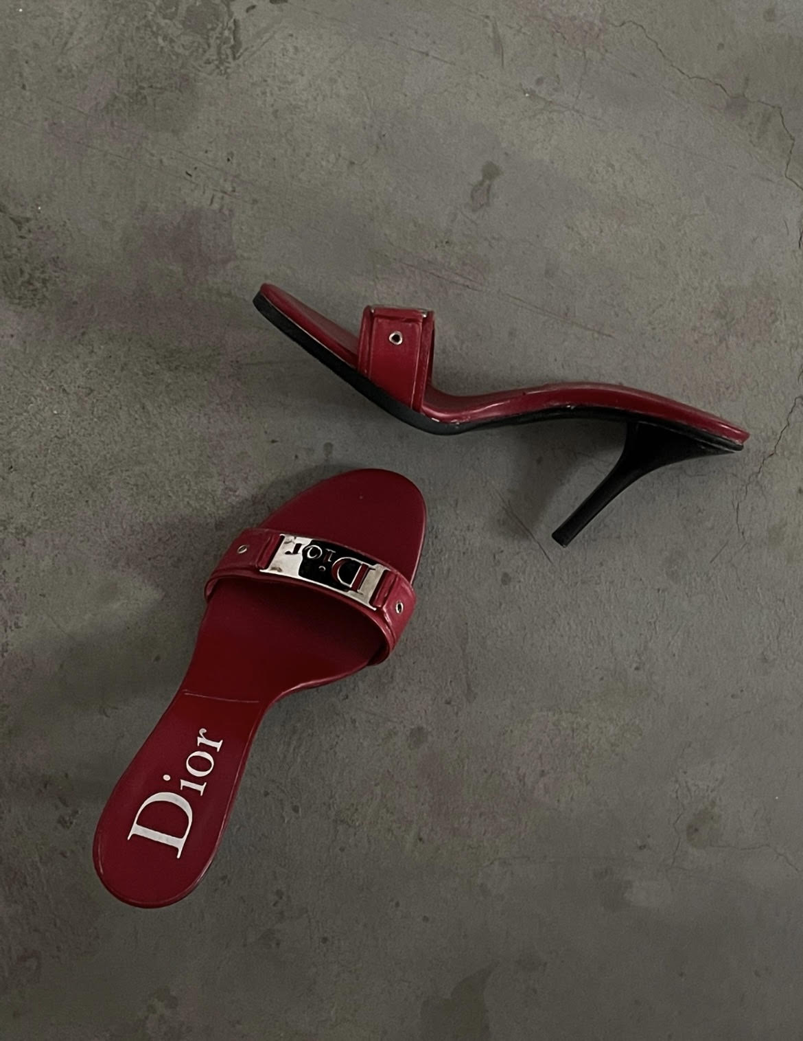 Pre-Owned Dior Vintage Rare Red Silver Logo Heels Sizw 38